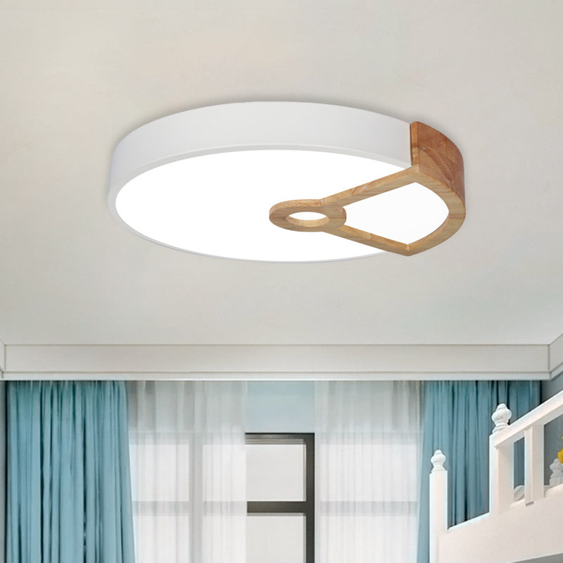 Macaron White/Pink/Blue-Wood LED Ceiling Light Fixture for Bedroom - Splicing Round Acrylic Flush Mount