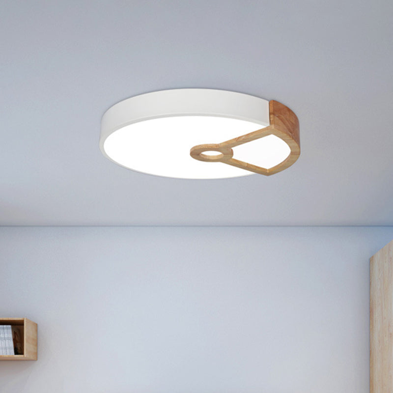 Macaron White/Pink/Blue-Wood LED Ceiling Light Fixture for Bedroom - Splicing Round Acrylic Flush Mount