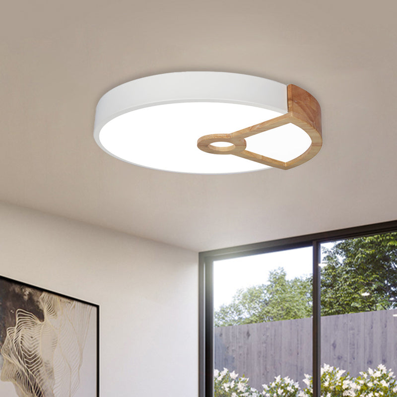 Macaron White/Pink/Blue-Wood LED Ceiling Light Fixture for Bedroom - Splicing Round Acrylic Flush Mount