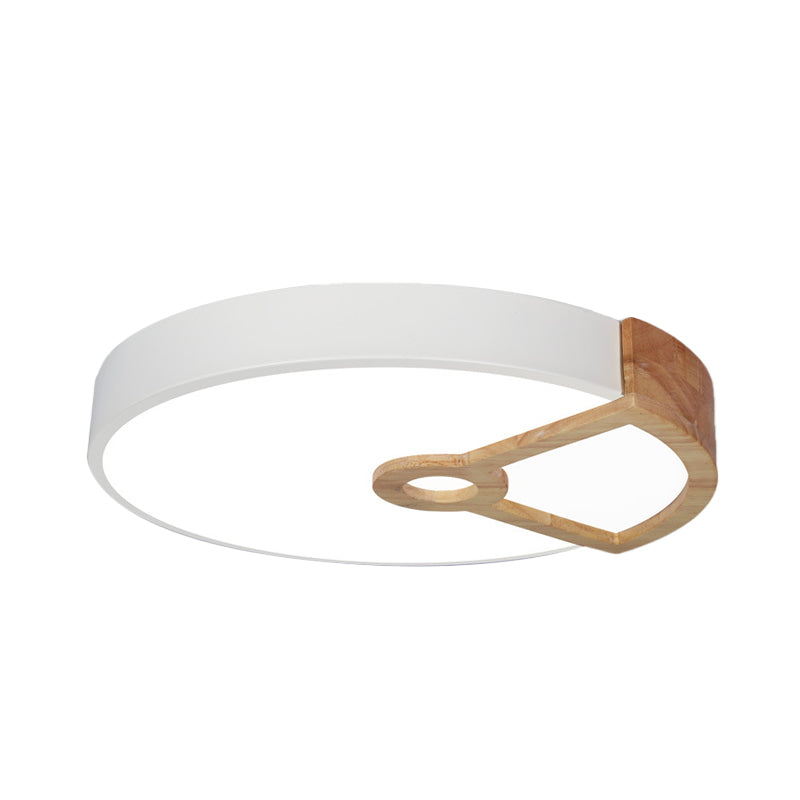 Macaron White/Pink/Blue-Wood LED Ceiling Light Fixture for Bedroom - Splicing Round Acrylic Flush Mount