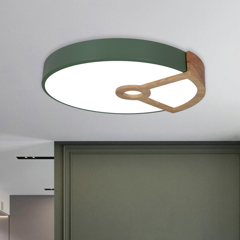 Macaron White/Pink/Blue-Wood LED Ceiling Light Fixture for Bedroom - Splicing Round Acrylic Flush Mount