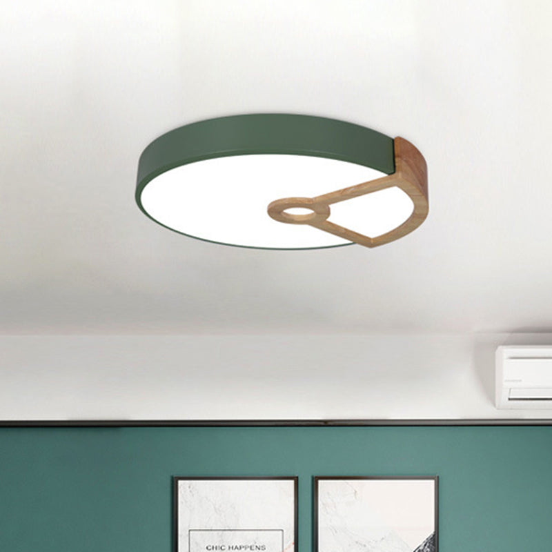Macaron White/Pink/Blue-Wood LED Ceiling Light Fixture for Bedroom - Splicing Round Acrylic Flush Mount