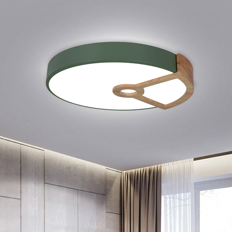 Macaron White/Pink/Blue-Wood LED Ceiling Light Fixture for Bedroom - Splicing Round Acrylic Flush Mount
