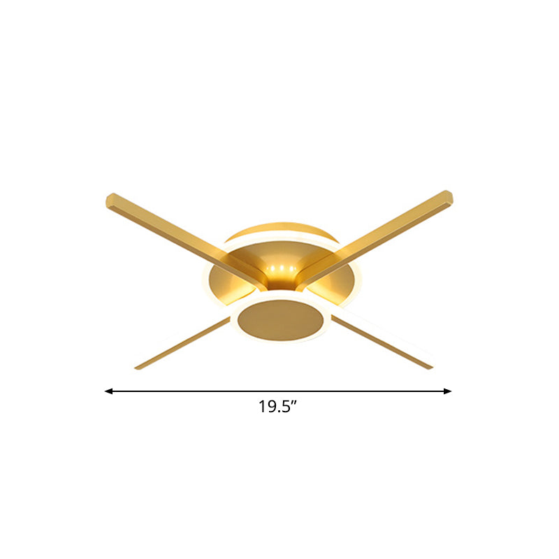 Minimalist Acrylic LED Ceiling Mount Light - Gold, 19.5"/24.5" Wide - Bedroom Flush Fixture - Warm/White Light