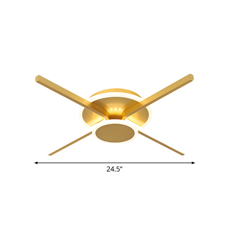 Minimalist Acrylic LED Ceiling Mount Light - Gold, 19.5"/24.5" Wide - Bedroom Flush Fixture - Warm/White Light
