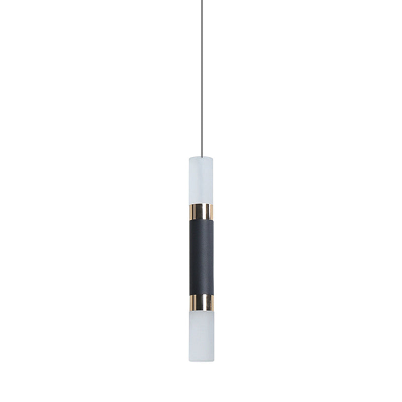 Minimalist Led Hanging Pendant Light Tube Bedside Pendulum 10/12/12.5 High Black Finish Warm/White
