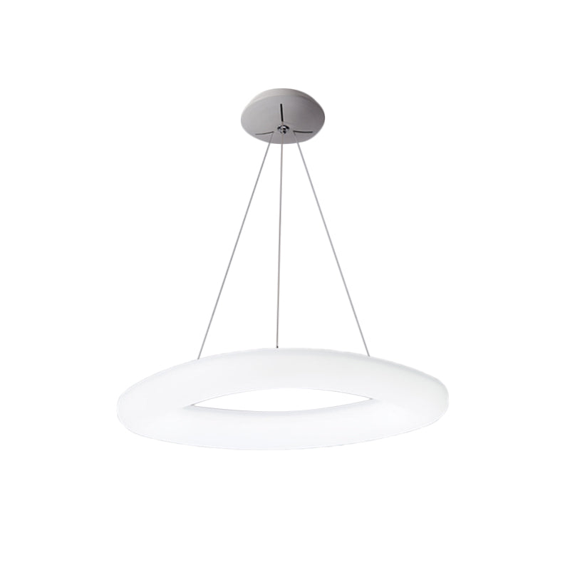 Minimalist White LED Pendant Light for Dining Room Ceiling - Closed Curve Acrylic Design