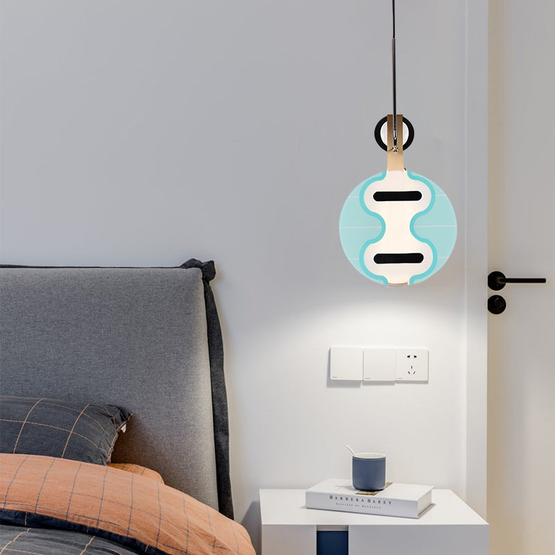 Blue Acrylic Led Pendant Ceiling Light: Thin Lute Downlighting For Modern & Creative Bedroom