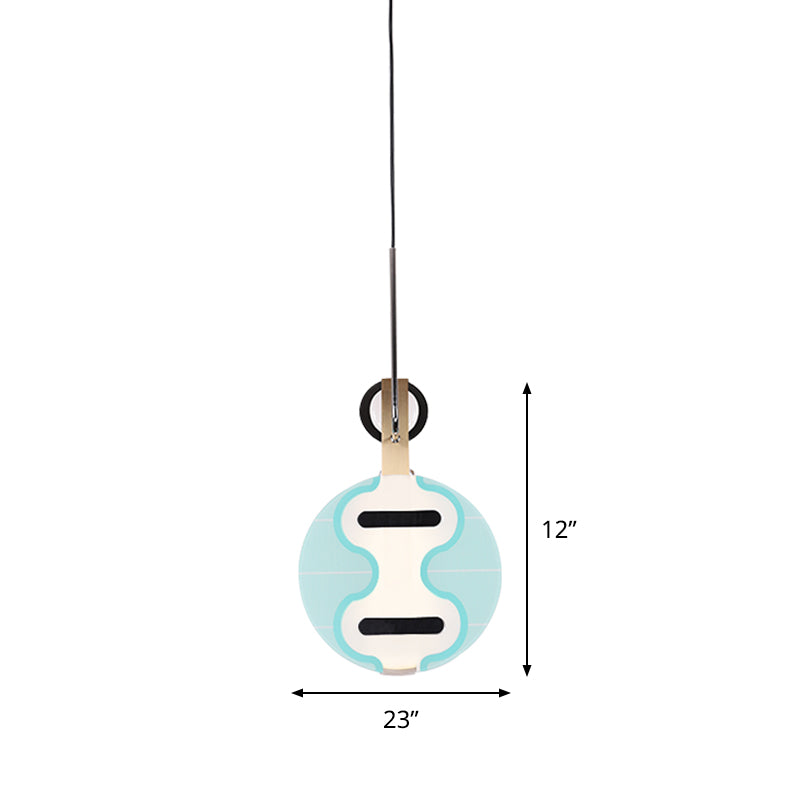 Blue Acrylic LED Ceiling Light: Modern Thin Lute Down Lighting Pendant for Creative Bedroom Ambiance