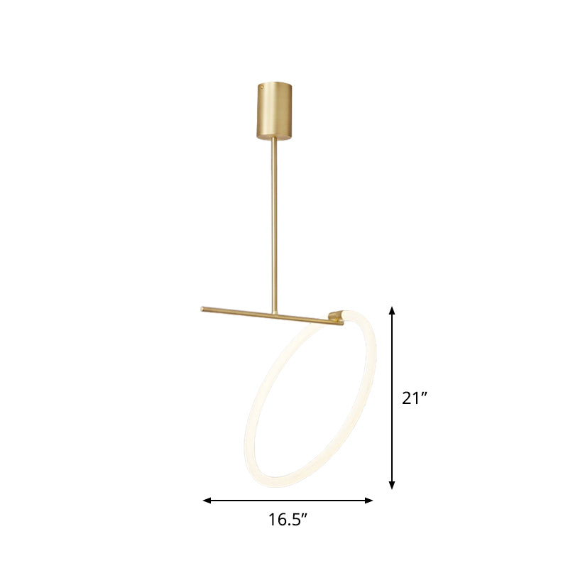 Minimalist Acrylic Hoop LED Pendant Light in White and Gold for Table Suspension