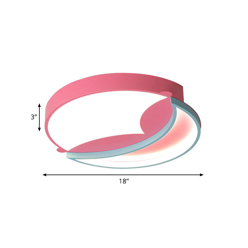 Round Flushmount Lamp: Pink & Blue LED Metallic Fixture in White/Warm Light, 18"/22" Wide