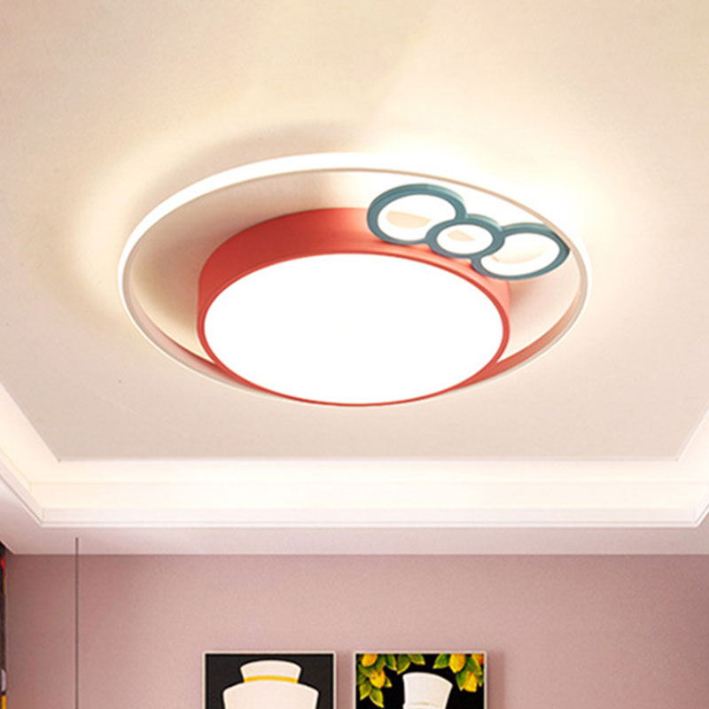Kids LED Ceiling Light with Bow Design in Pink/Blue Finish, Warm/White Light Available in 18"/23" Dia