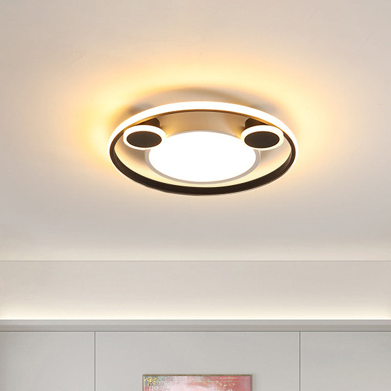 Nordic LED Circle Ceiling Flush Mount Lighting in White/Black - 16.5"/20.5" Diameter, White/Warm Light