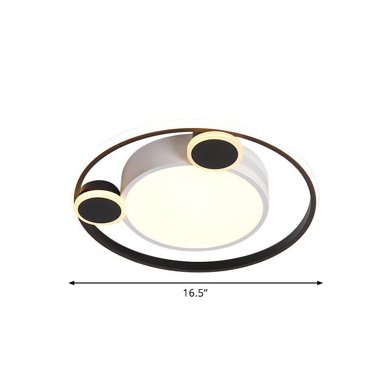 Nordic LED Circle Ceiling Flush Mount Lighting in White/Black - 16.5"/20.5" Diameter, White/Warm Light