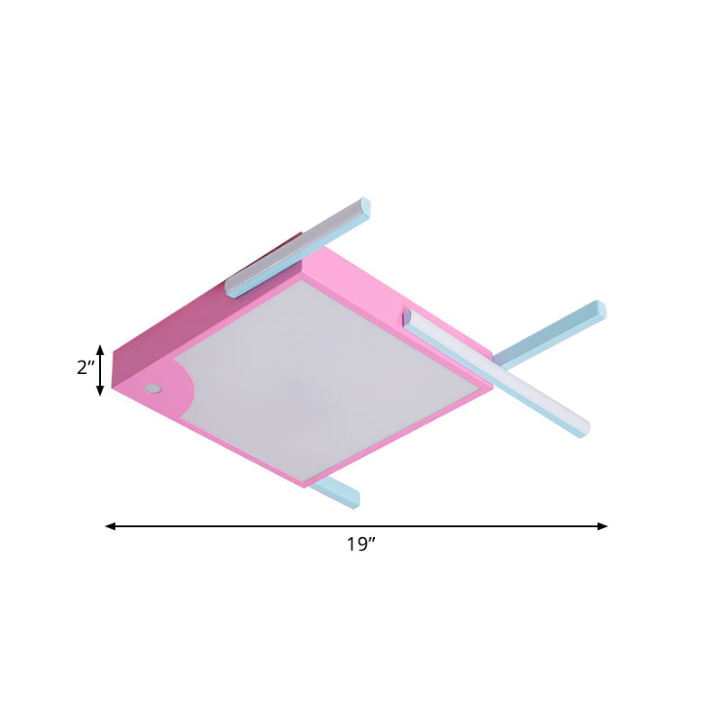 Metallic Fish Shaped LED Flush Mount Ceiling Light in White/Warm Light - Pink Cartoon Design