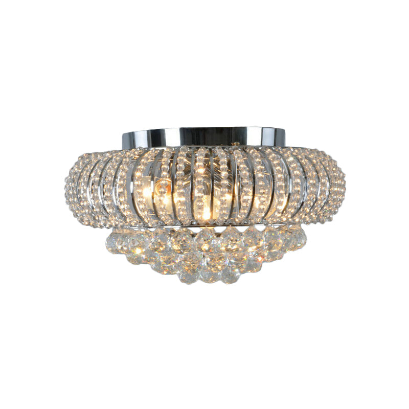 Modern Crystal Flush Mount Light with Oval Faceted Design - 3-Head Ceiling Lighting for Living Room