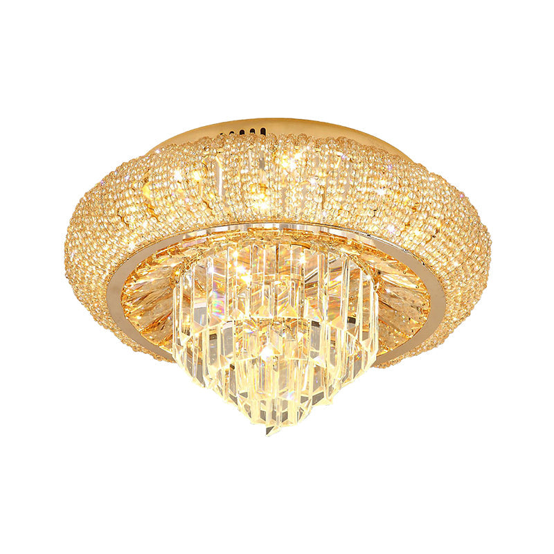 Plafonnier encastré à prisme en cristal LED doré moderne