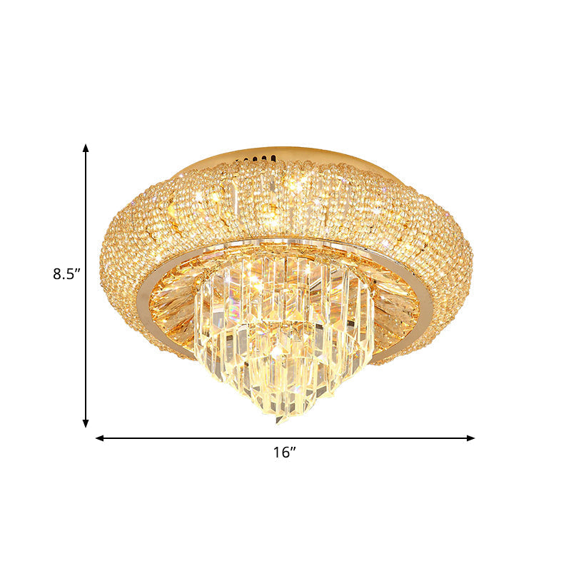 Plafonnier encastré à prisme en cristal LED doré moderne