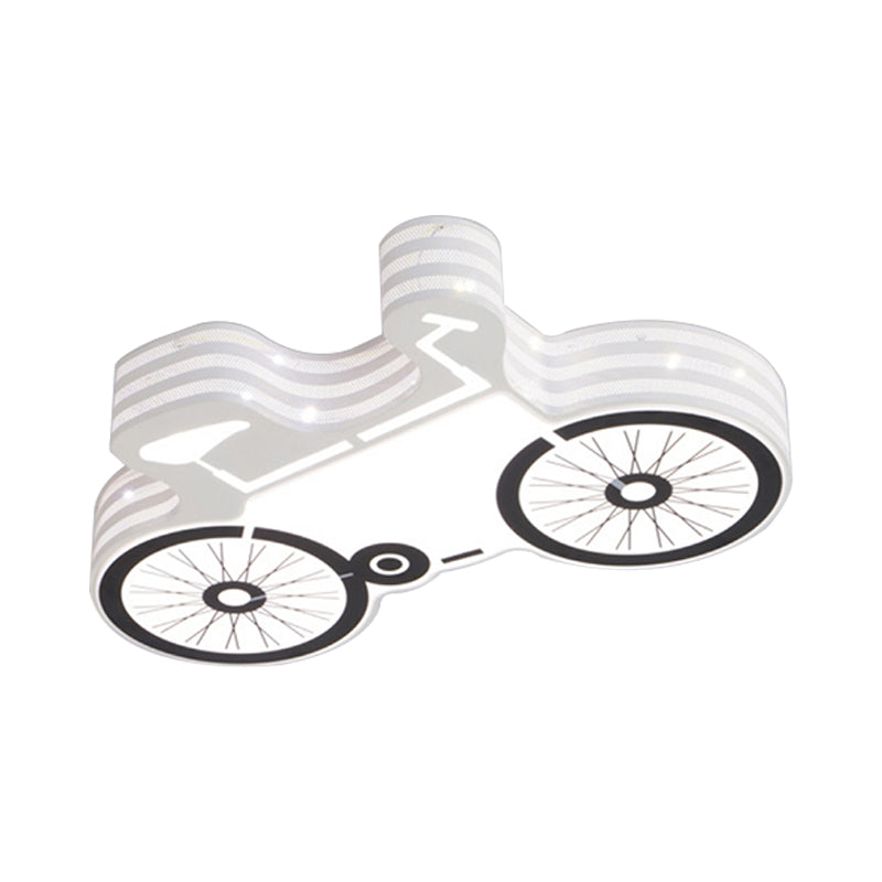 White Flushmount Iron Kids LED Ceiling Light with Recessed Diffuser - Ideal for Bicycle Child Dormitory