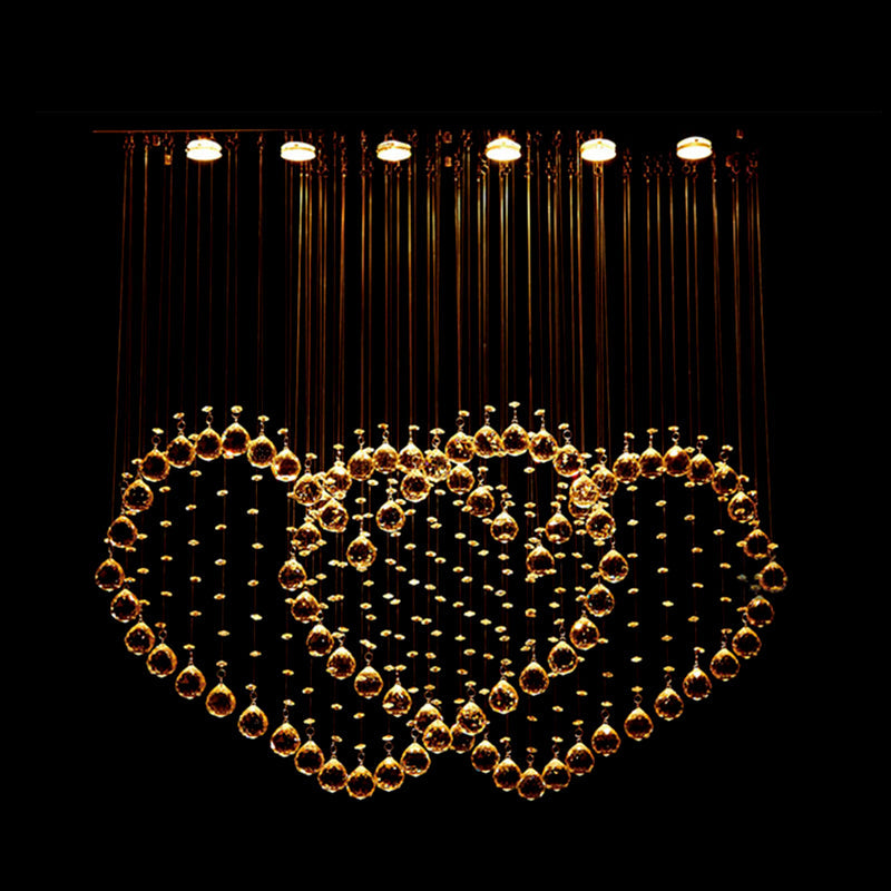 Contemporary LED Chrome Love Heart Flush Mount Light for Dining Room - Crystal Orb