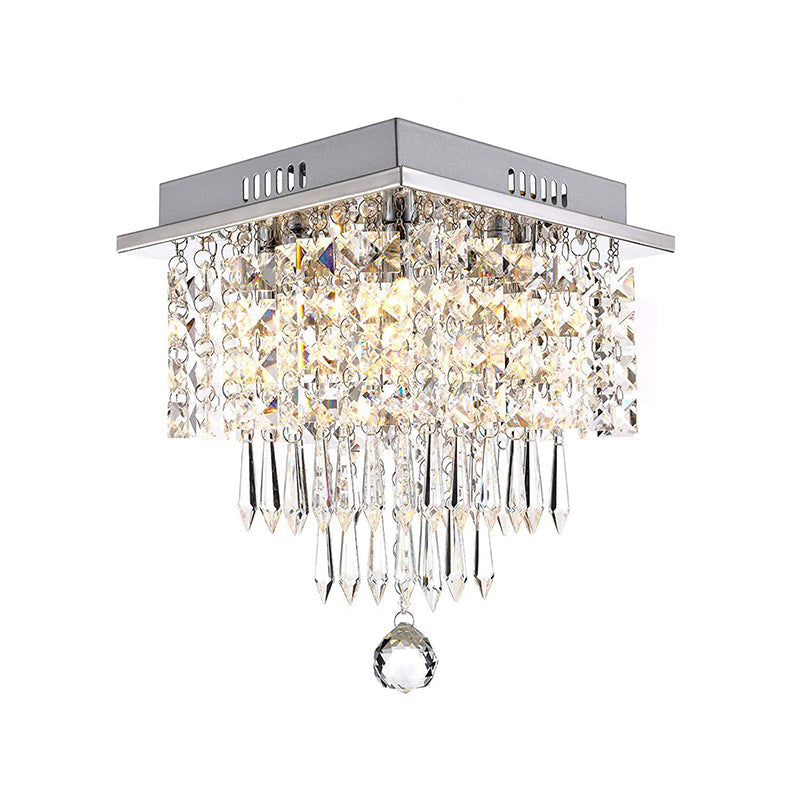 Modernist Crystal LED Chrome Ceiling Light