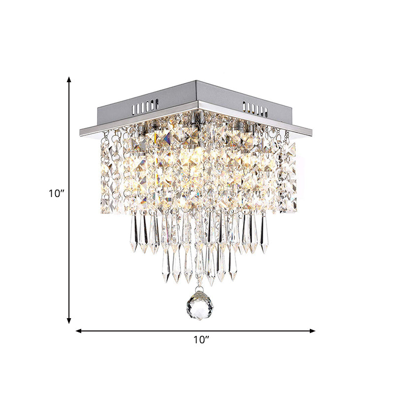 Modernist Crystal LED Chrome Ceiling Light