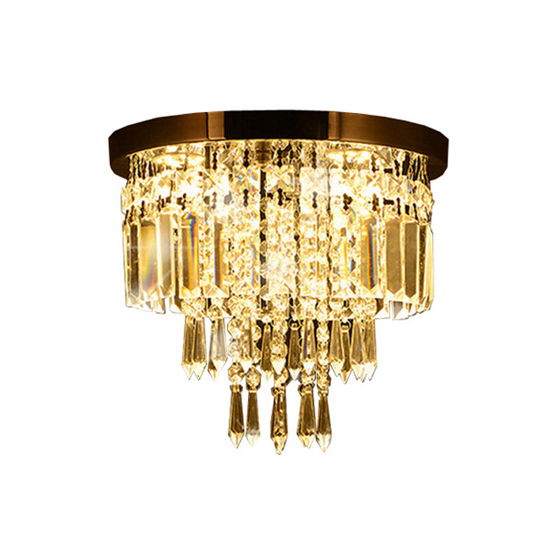 Contemporary Chrome LED Flush Mount Crystal Ceiling Light, 8"/10" Wide