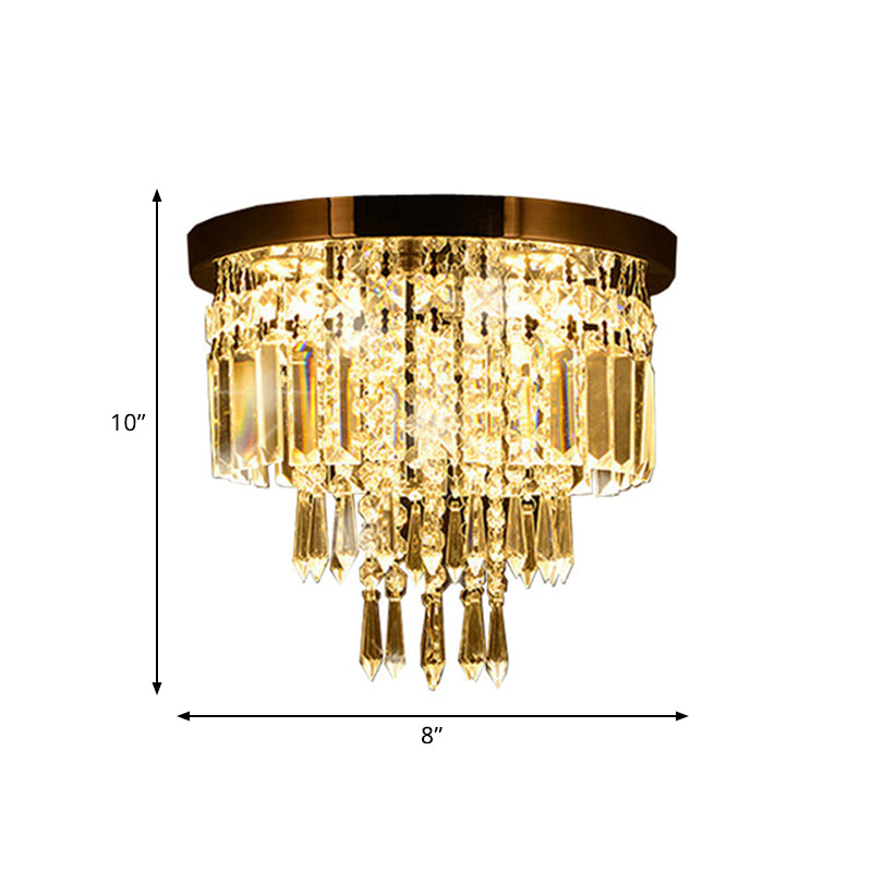 Contemporary Chrome LED Flush Mount Crystal Ceiling Light, 8"/10" Wide