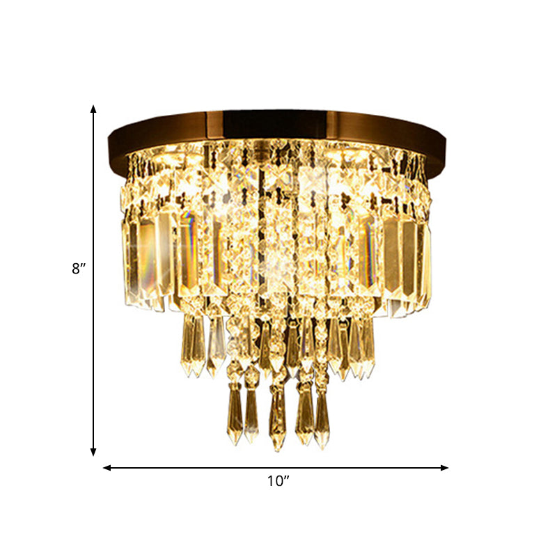 Contemporary Chrome LED Flush Mount Crystal Ceiling Light, 8"/10" Wide