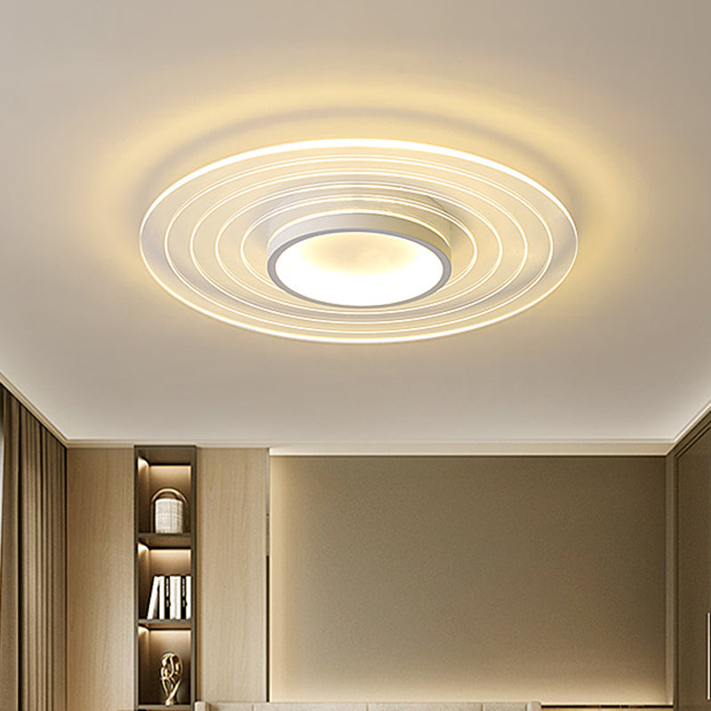 Ultra-Thin Disk Flushmount LED Acrylic Flush Lighting, 16.5"/20.5"/24.5" - White, in Warm/White Light - Perfect for Bedrooms