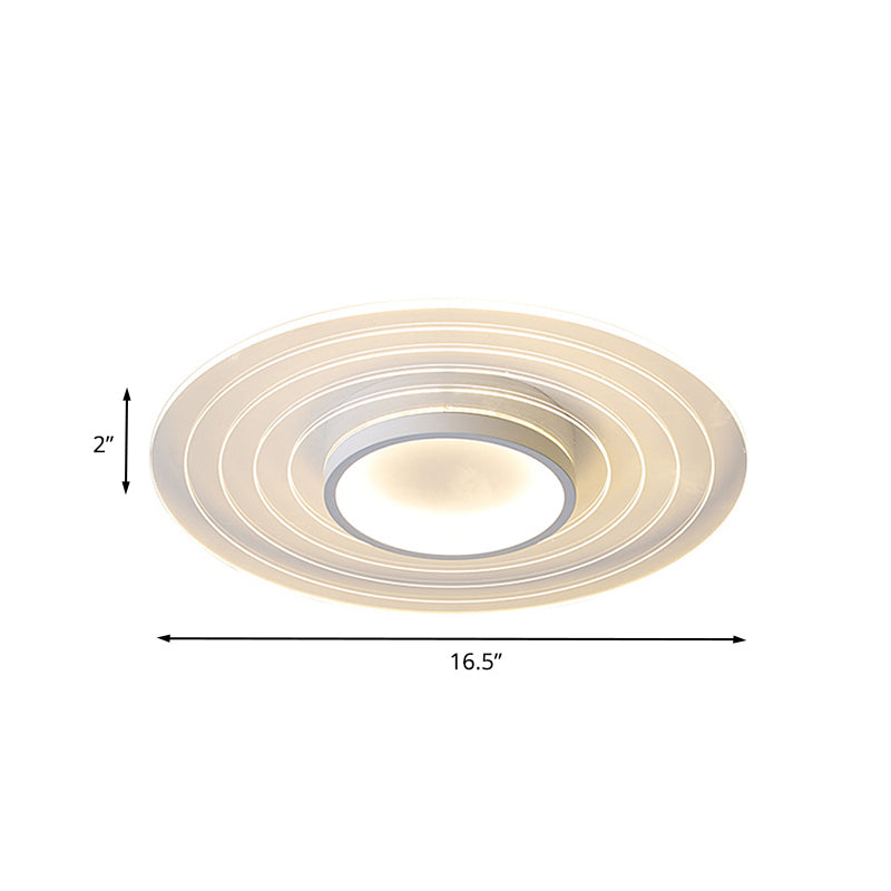 Ultra-Thin Disk Flushmount LED Acrylic Flush Lighting, 16.5"/20.5"/24.5" - White, in Warm/White Light - Perfect for Bedrooms