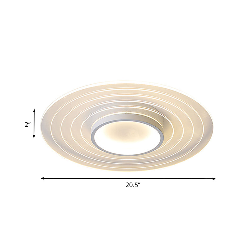 Ultra-Thin Disk Flushmount LED Acrylic Flush Lighting, 16.5"/20.5"/24.5" - White, in Warm/White Light - Perfect for Bedrooms