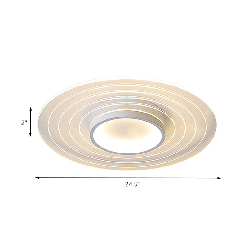 Ultra-Thin Disk Flushmount LED Acrylic Flush Lighting, 16.5"/20.5"/24.5" - White, in Warm/White Light - Perfect for Bedrooms