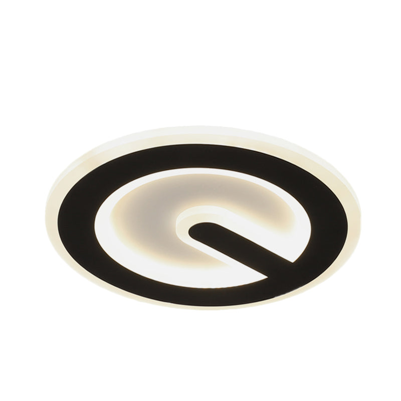 Minimalist Circular LED Ceiling Flush Mount Light in Black with Warm/White Acrylic Lighting - Corridor Fixture