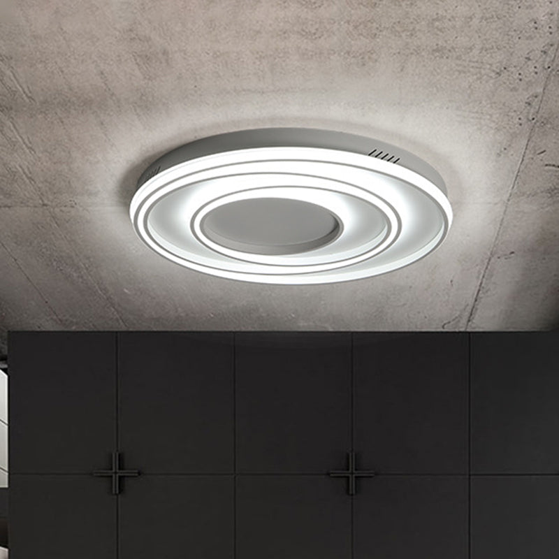 Simple 2-Loop Acrylic Ceiling Light LED Flush Lamp for Bedroom - 18"/23" Width, Mountable, White