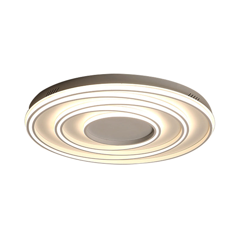 Simple 2-Loop Acrylic Ceiling Light LED Flush Lamp for Bedroom - 18"/23" Width, Mountable, White
