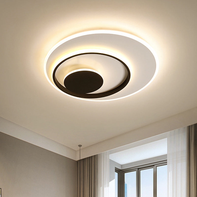 Minimalist Acrylic Circle Ceiling LED Flush Mount Light in White/Warm Light, 16"/19.5" Wide