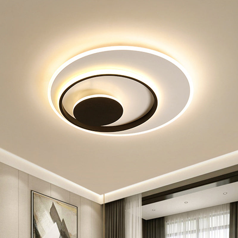 Minimalist Acrylic Circle Ceiling LED Flush Mount Light in White/Warm Light, 16"/19.5" Wide