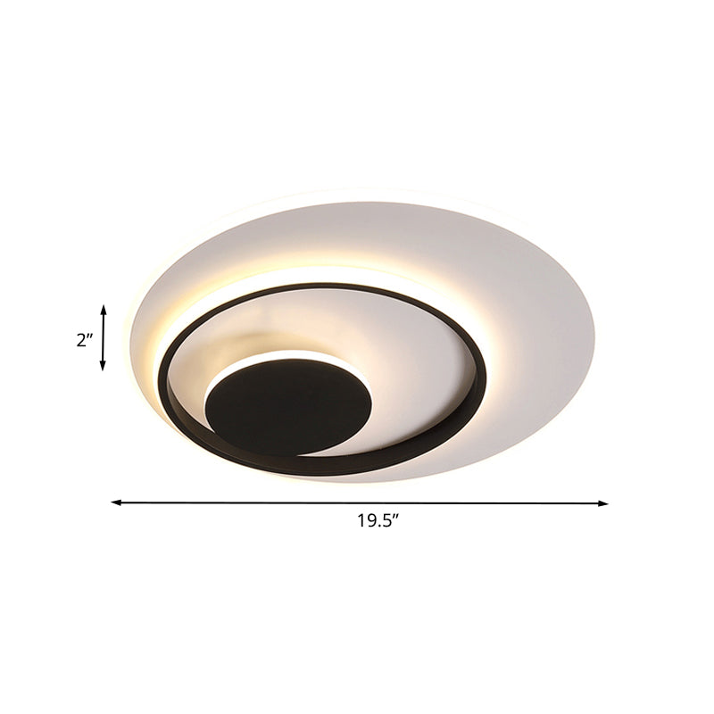 Minimalist Acrylic Circle Ceiling LED Flush Mount Light in White/Warm Light, 16"/19.5" Wide