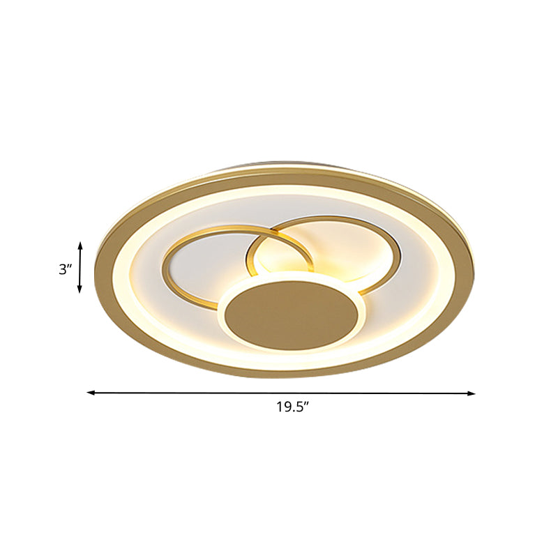 Acrylic Round Flush Mount Fixture - Modernist LED Light in Gold (16"/19.5" Dia) - Warm/White Glow