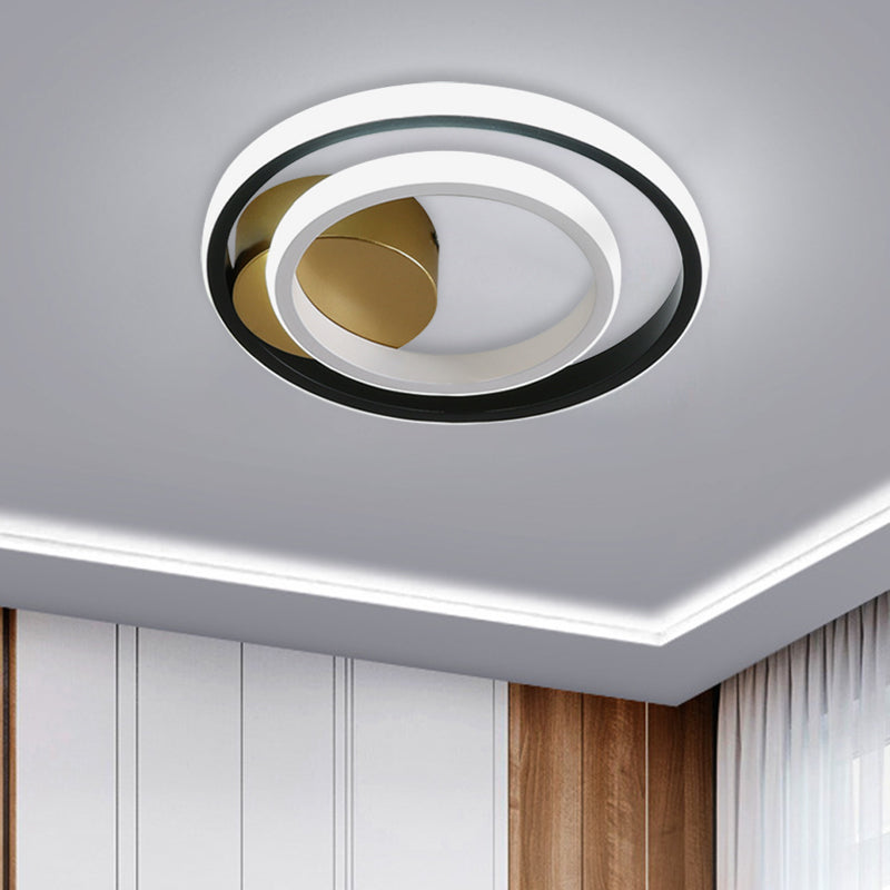 Minimalist LED Acrylic Flush Mount Ceiling Light Fixture - White/Black Round/Square Ring Flushmount