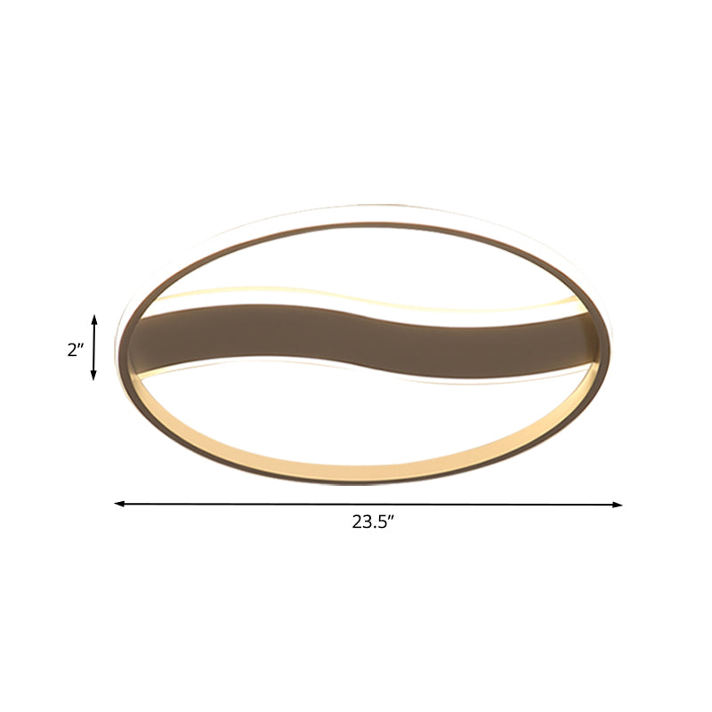 Modern Acrylic LED Flush Mount Fixture - Wave and Ring Design - 16"/19.5"/23.5" Diameter - White/Warm Light