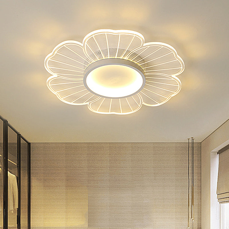 Contemporary White Flower Flushmount LED Lamp - Ultra-Thin & Versatile Sizes in White & Warm Light