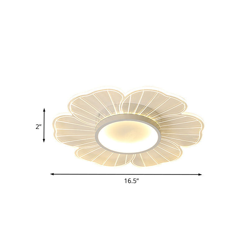 Contemporary White Flower Flushmount LED Lamp - Ultra-Thin & Versatile Sizes in White & Warm Light