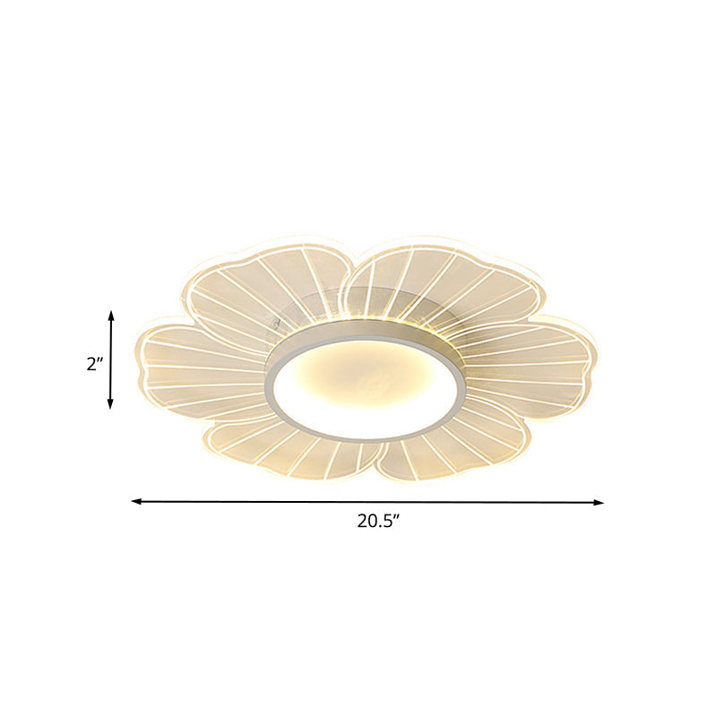 Contemporary White Flower Flushmount LED Lamp - Ultra-Thin & Versatile Sizes in White & Warm Light