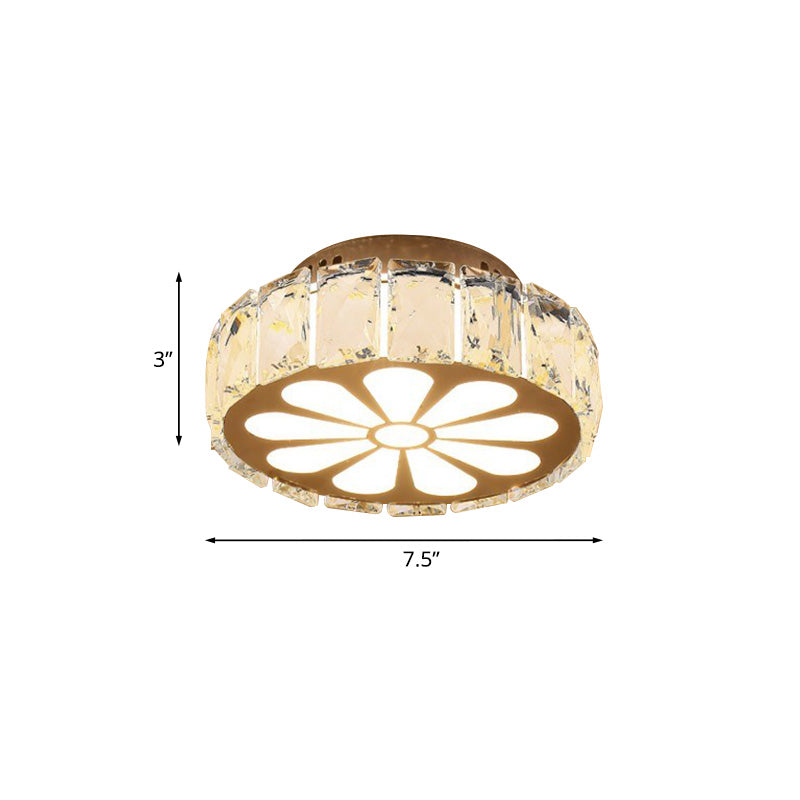 Prismatic Crystal Chrome Ceiling Flush Floral Pattern LED Flush Mount Light Fixture