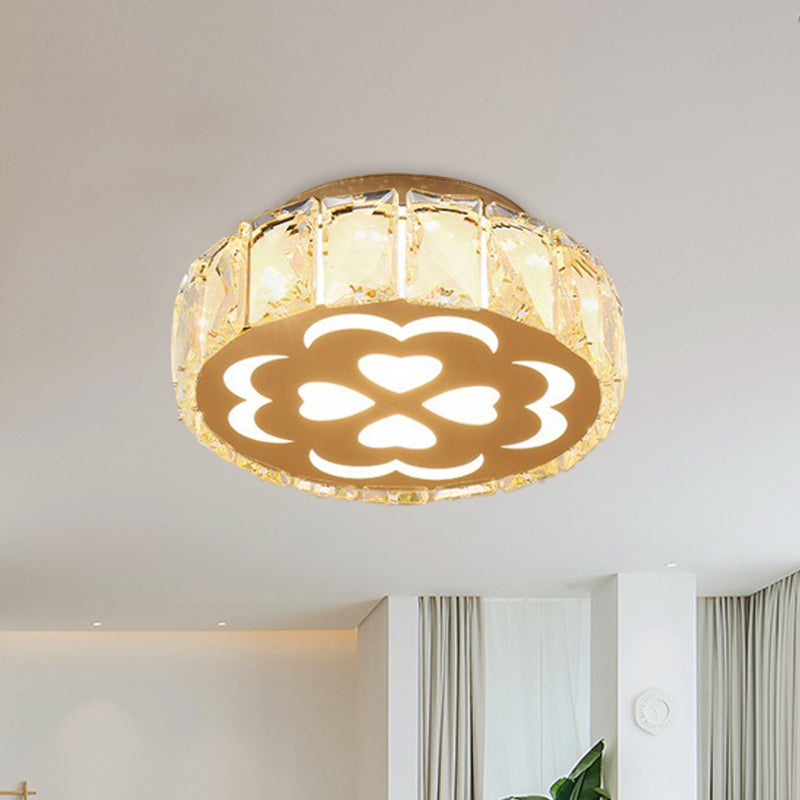 Prismatic Crystal Chrome Ceiling Flush Floral Pattern LED Flush Mount Light Fixture