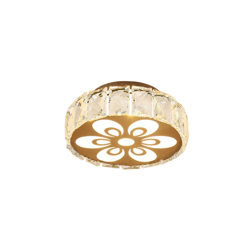 Prismatic Crystal Chrome Ceiling Flush Floral Pattern LED Flush Mount Light Fixture