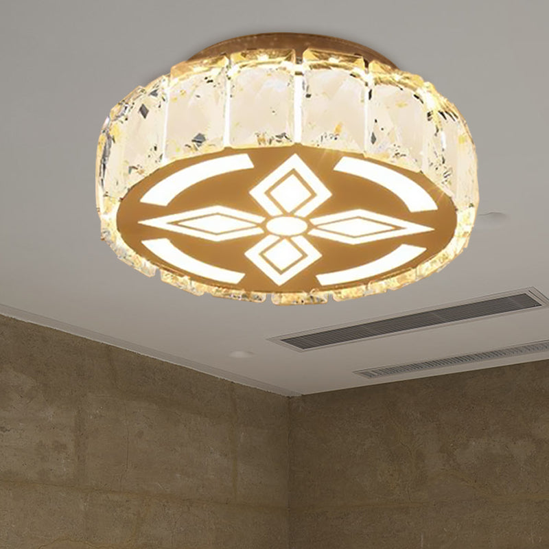 Prismatic Crystal Chrome Ceiling Flush Floral Pattern LED Flush Mount Light Fixture