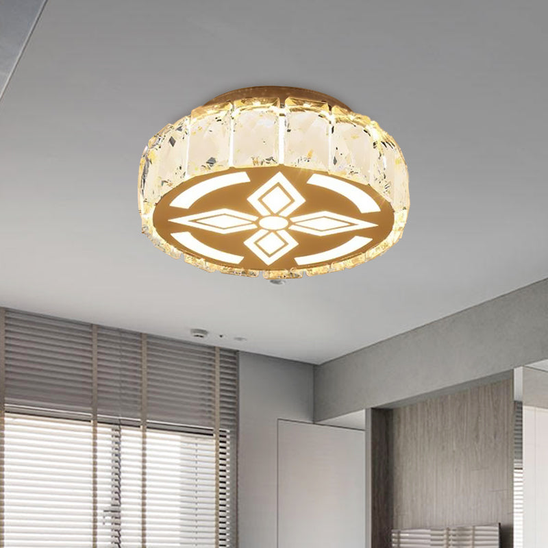 Prismatic Crystal Chrome Ceiling Flush Floral Pattern LED Flush Mount Light Fixture